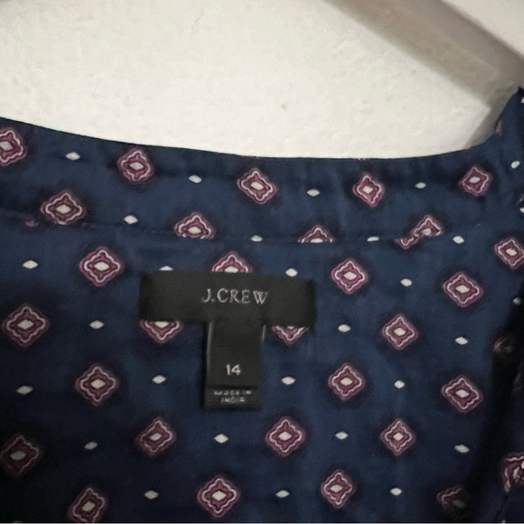 EUC-J Crew Embroidered Bell Sleeve Top Blue Red Printed Long Sleeve Blouse - Picture 5 of 9